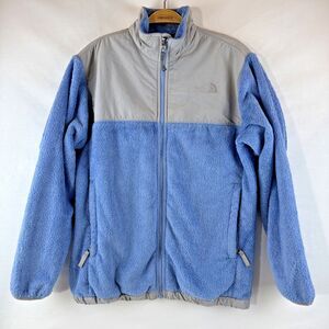THE NORTH FACE Fleece Jacket Girls XL Plush Blue/Gray Full Zip Soft Fuzzy Warm